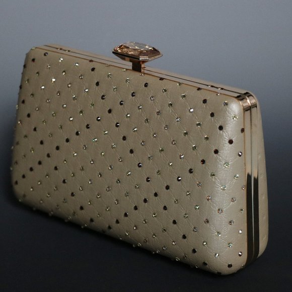 NEW Jimmy Crystal Gold Rhinestone Clutch - Picture 1 of 10